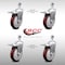Service Caster 5 Inch SS Maroon Polyurethane 1/2 Inch Threaded Stem Caster Set Total Lock Brake SCC-SSTSTTL20S514-PPUB-MRN-121315-4 - alternate 5
